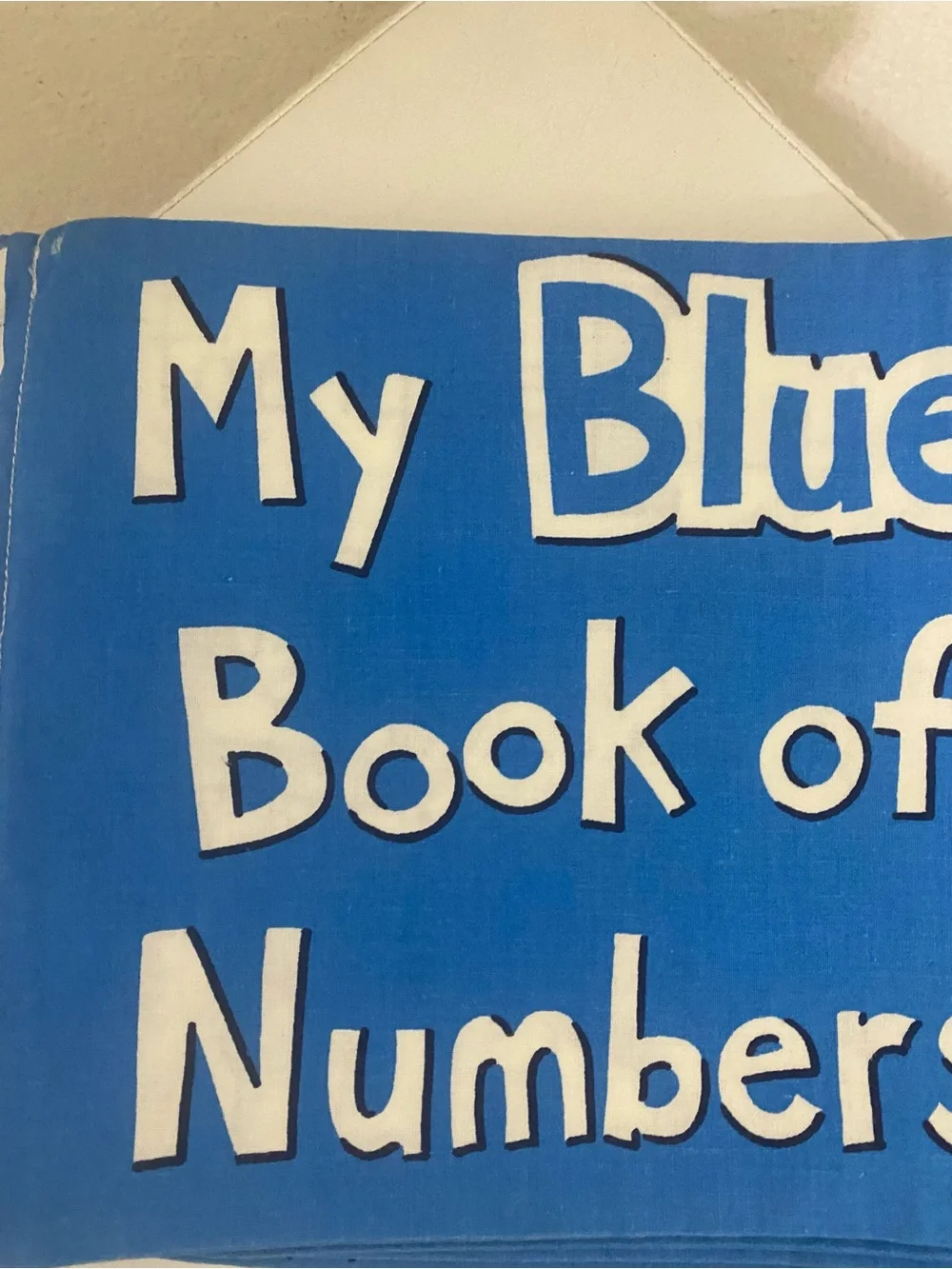 My Blue Book of Numbers Soft Cloth Fabric Baby Nursery Book - Blue white 10”x10”